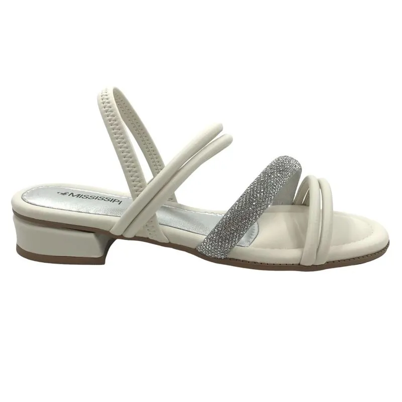 Sandália Mississipi Calce Fácil Salto Baixo Off White 423