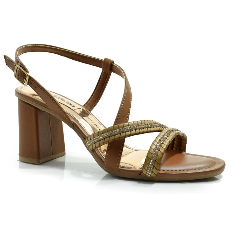 Sandália de Salto Bloco Feminina Dakota Marrom Y7932 39