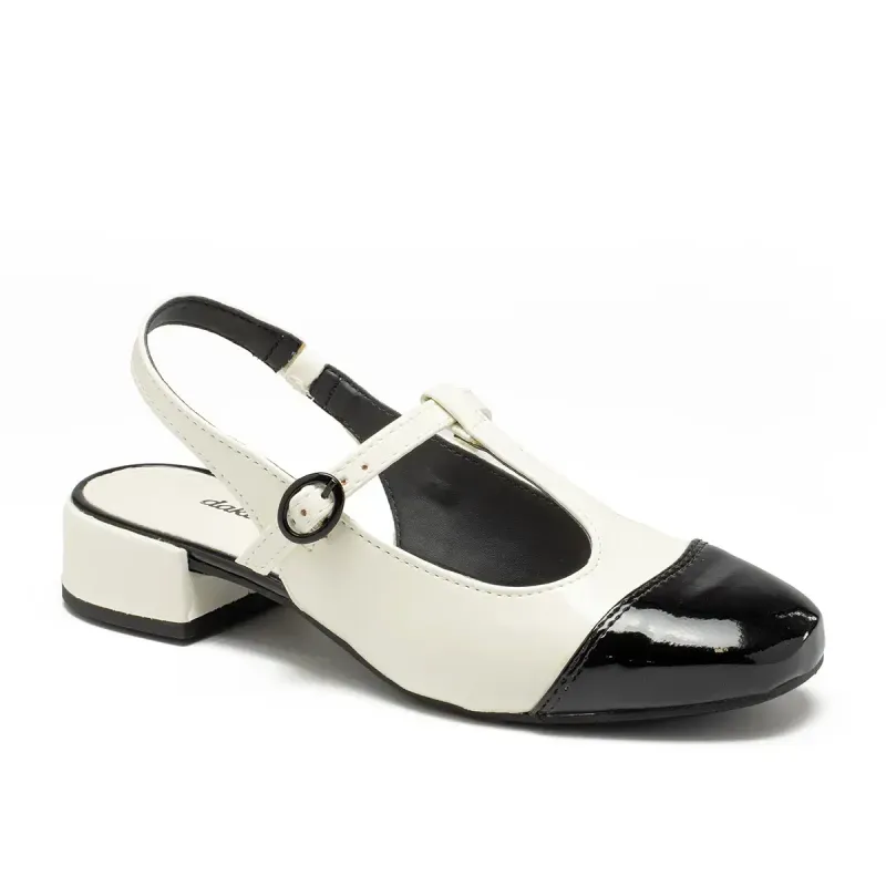 Sapato Dakota de Salto Bloco Bege e Preto 33