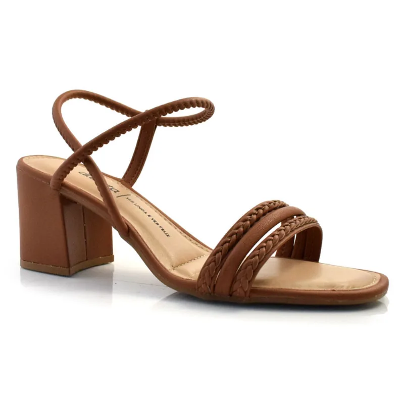Sandália de Salto Bloco Feminina Dakota Marrom Y8431 36