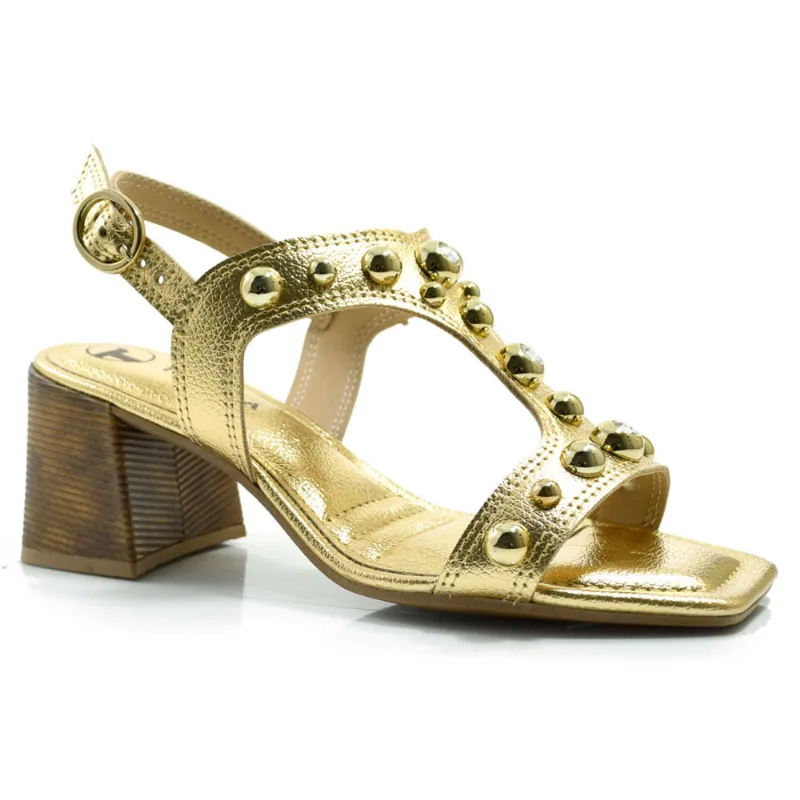 Sandália de Salto Bloco Feminina Tanara Dourado T8636 39