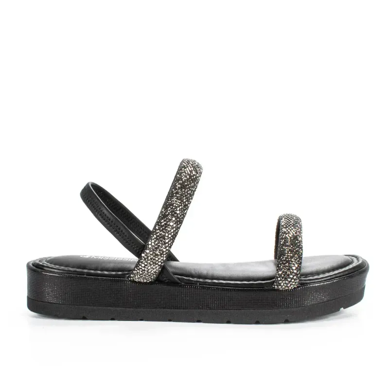 Sandália Mississipi Flatform Preta com Brilhos 40