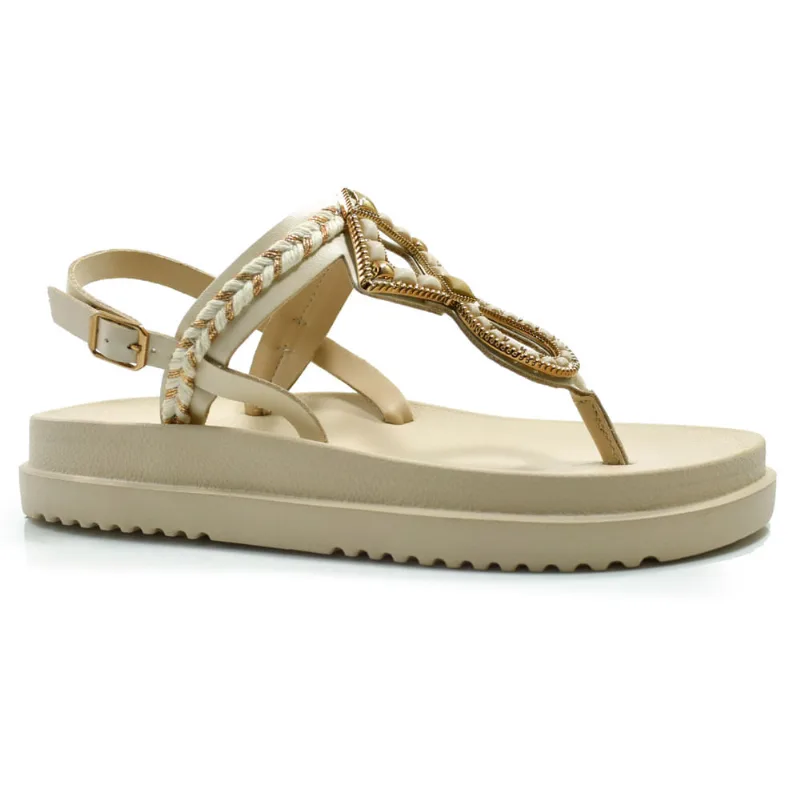 Sandália Flat Feminina Dakota Creme Y7834 36