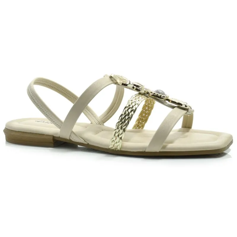 Sandália Rasteira Feminina Mississipi Creme MC312 35