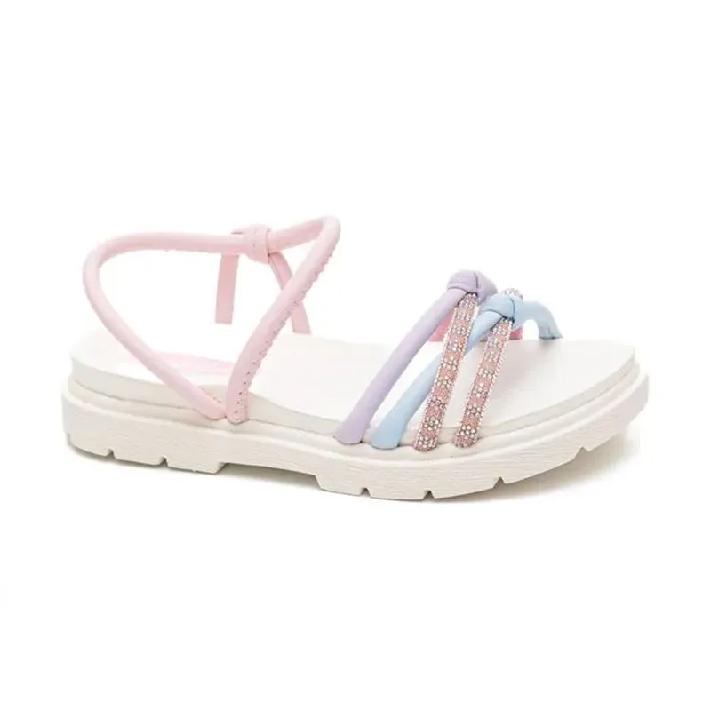 Sandália Pink Cats Colorida Com Brilho Infantil 29