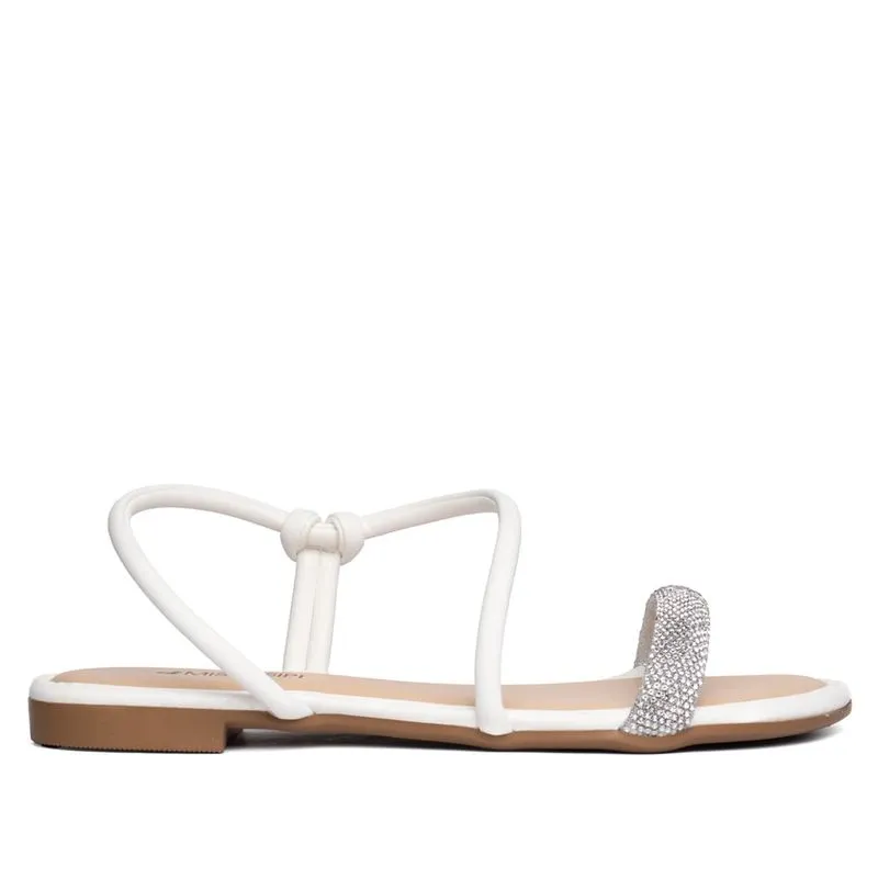 Sandália Rasteira Feminina Mississipi com Strass Branco - 38