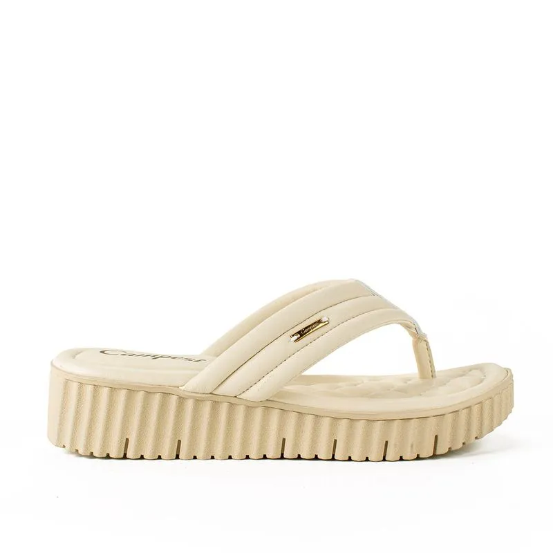 Chinelo Campesí Flatform Bege 34