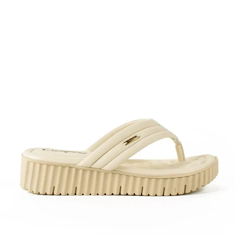 Chinelo Campesí Flatform Bege 37