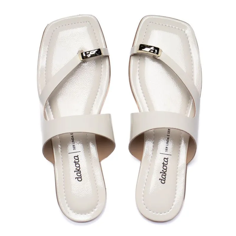 Chinelo Feminino Dakota Thong Verniz Off White - 38