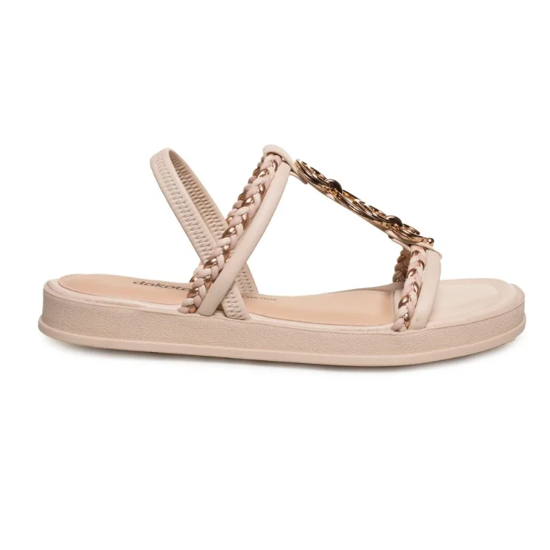 Sandália Dakota Feminina Nude Com Argolas Metálicas TULE/PESSEGO/ROSE - 34