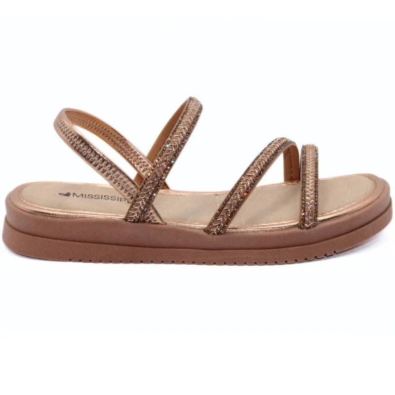 Sandália Papete Mississipi Casual Enfeite Natural Marrom 36