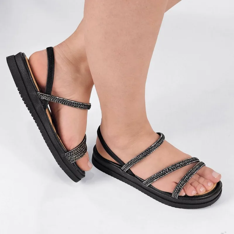 Sandália Mississipi Feminina Papete com Brilho ME353 37 / Preto