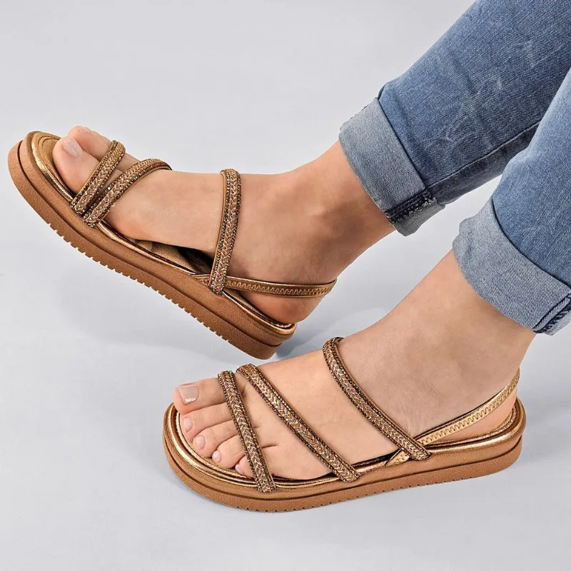 Sandália Mississipi Feminina Papete com Brilho ME353 33 / Caramelo