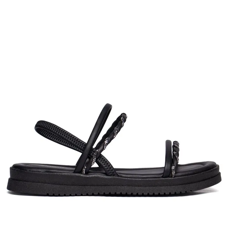 Sandália Feminina Mississipi Flatform Napa Strass Preto - 36