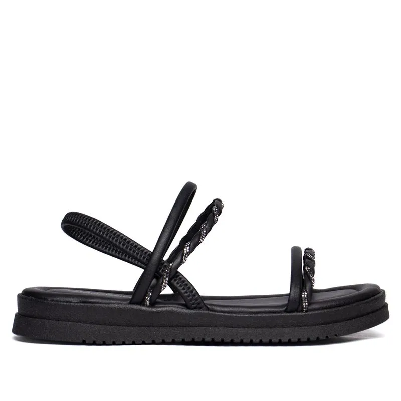 Sandália Feminina Mississipi Flatform Napa Strass Preto - 39