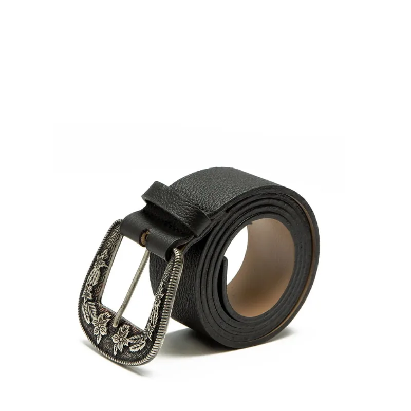 Cinto Feminino Dakota com Fivela Trabalhada de Couro Preto - 90
