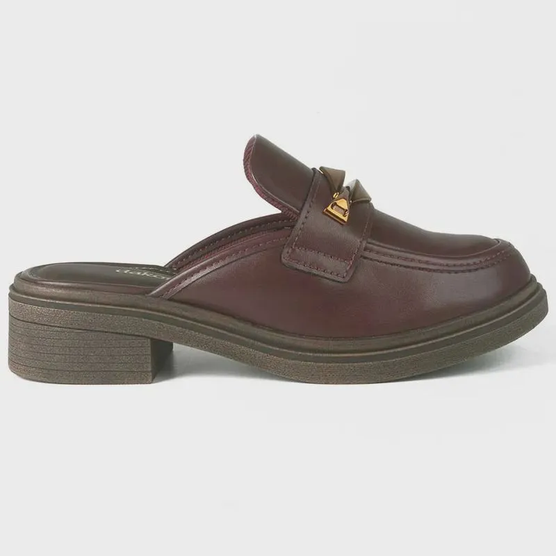 Mule Feminino Salto Bloco Morino Pinhão Dakota D0422-0001