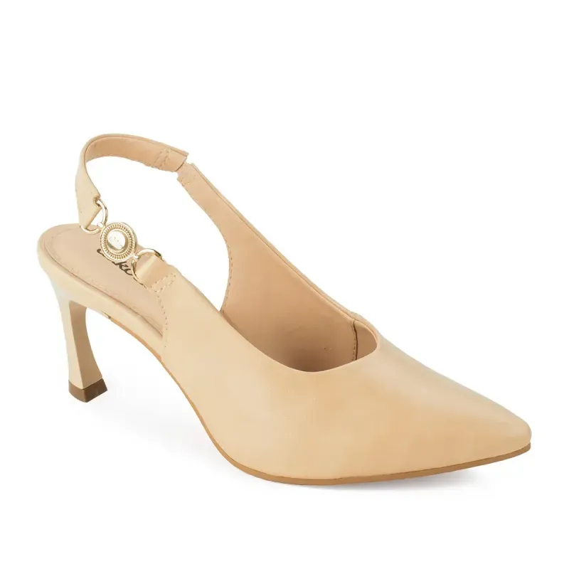 Scarpin Dakota de Salto Alto Bege 37