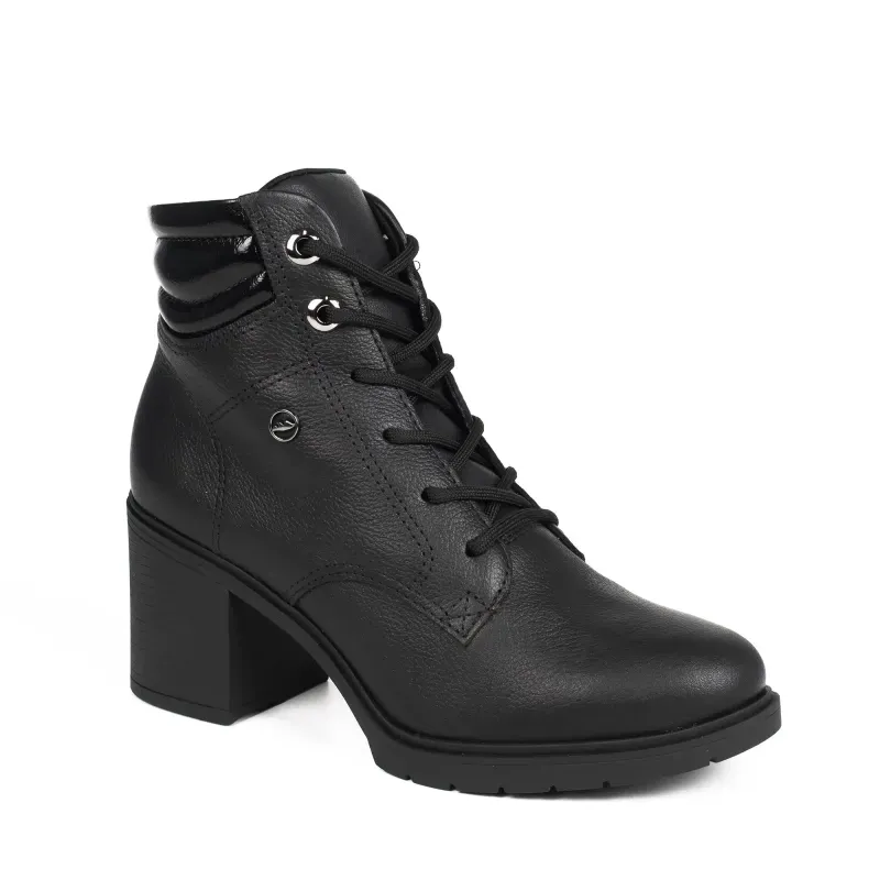 Bota Coturno Dakota de Salto Bloco em Couro Preta 34