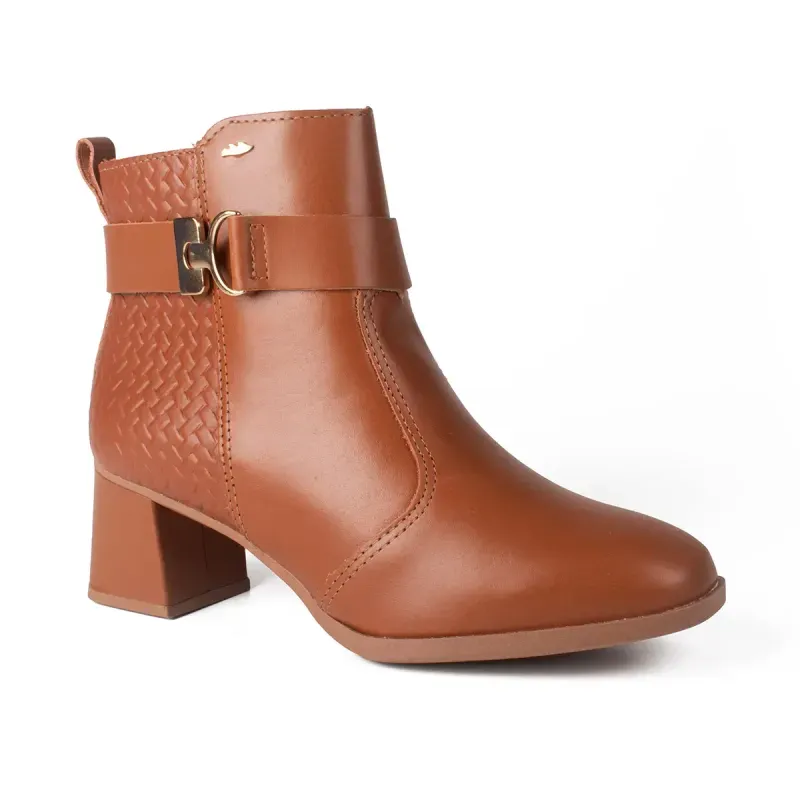 Bota Dakota de Cano Curto em Couro Caramelo 37