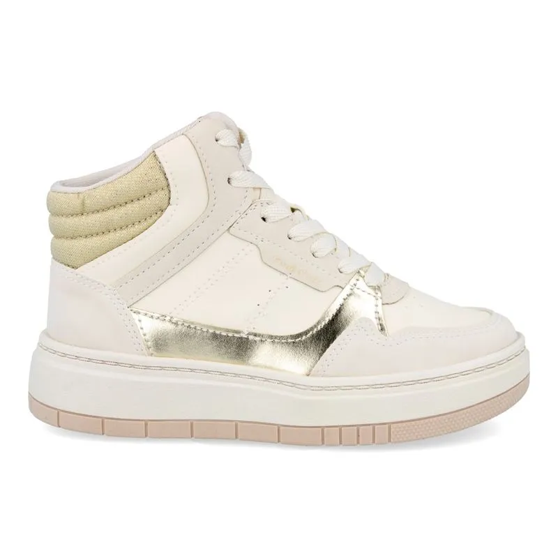 Tênis Cano Médio Pink Cats Cute Juvenil Bege GELO/CREME/OURO - 28