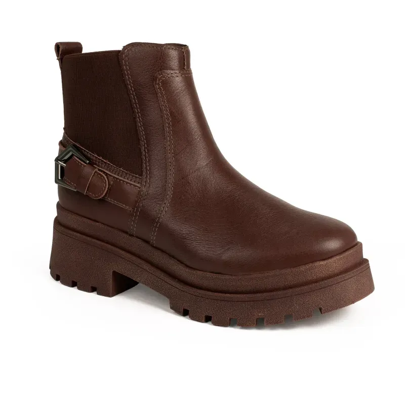Bota Tanara de Cano Curto em Couro Marrom 36