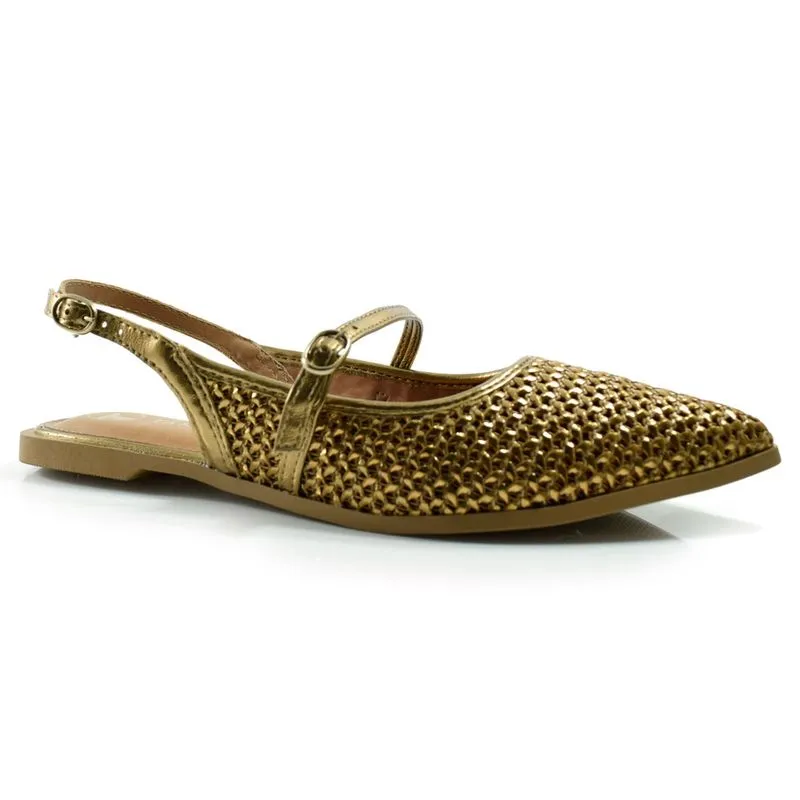 Sapatilha Slingback Feminina Tanara Dourado T8942 36
