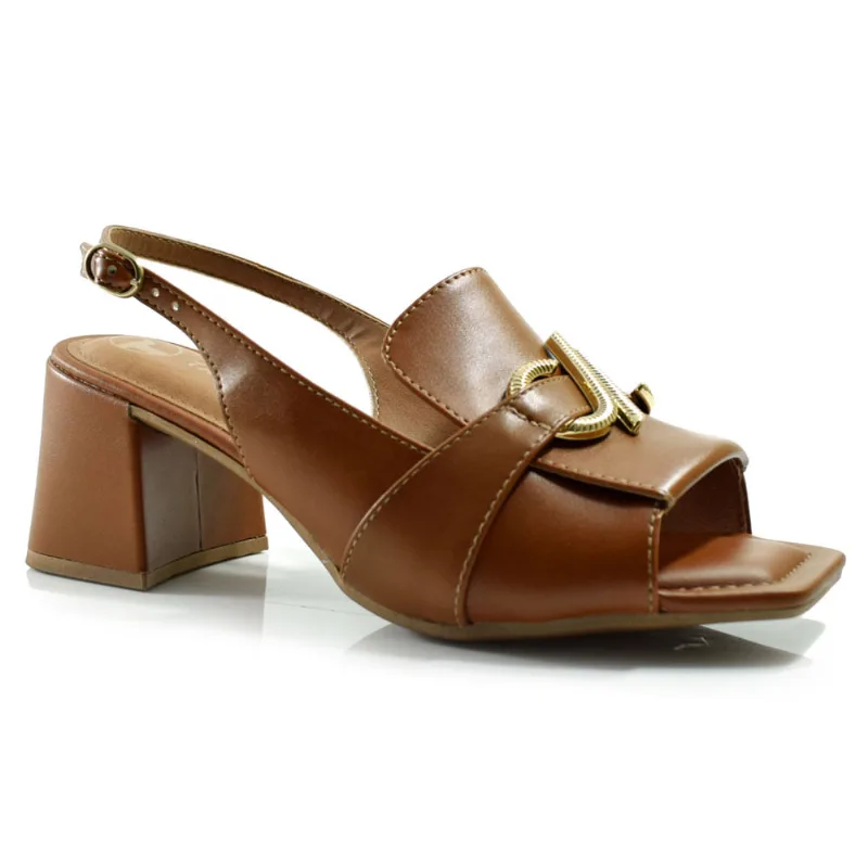 Sandália de Salto Bloco Feminina Tanara Marrom T8981 36