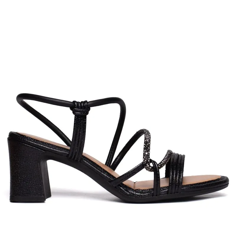 Sandália Feminina Mississipi Salto Bloco Strass Preto - 35