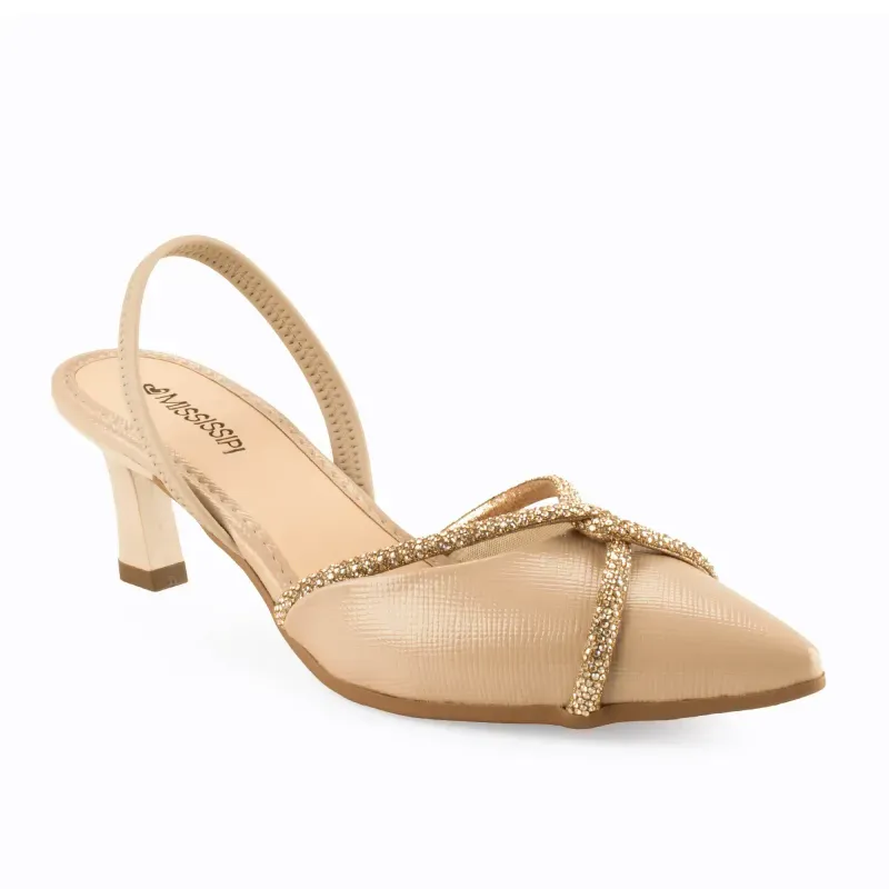 Scarpin Mississipi de Salto Alto Bege 39