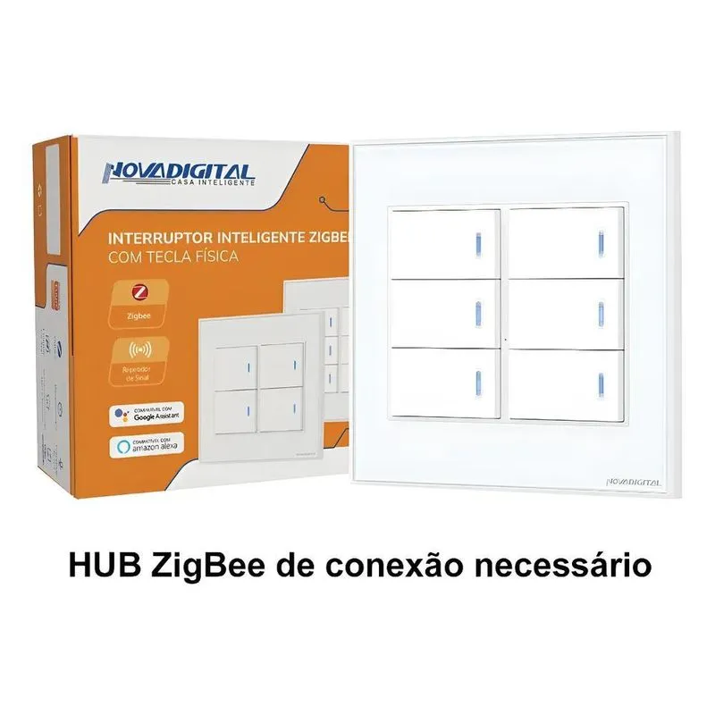 Interruptor Inteligente Zigbee Novadigital 6 Teclas Físicas
