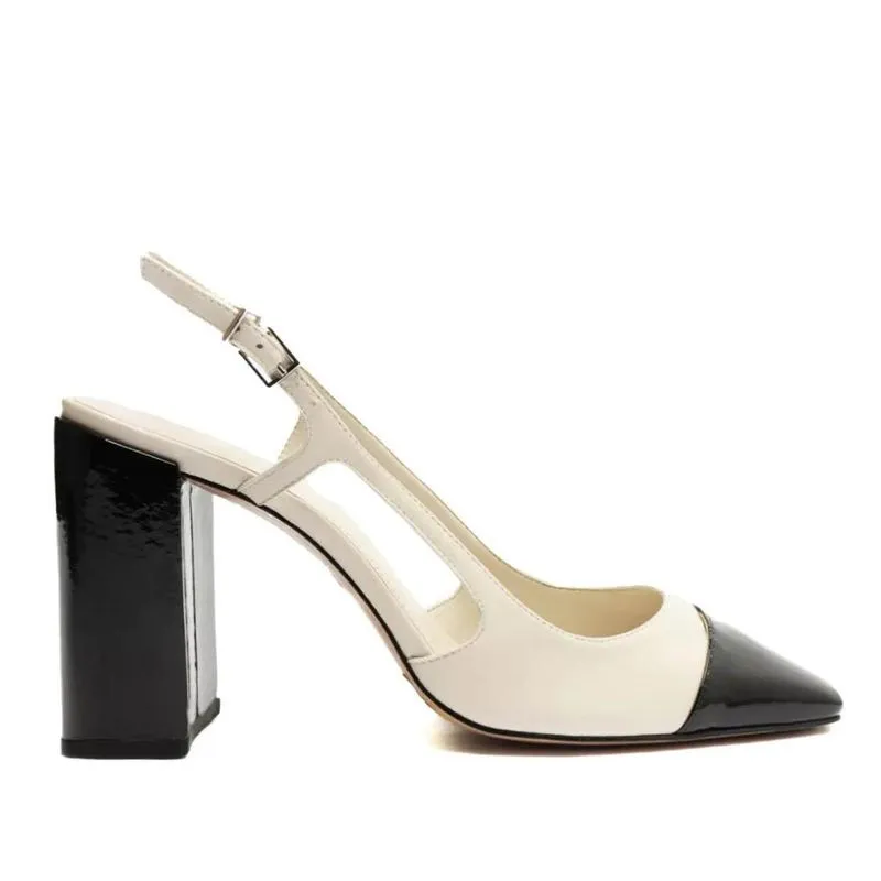 Sapato Slingback Salto Bloco Schutz Bege 34