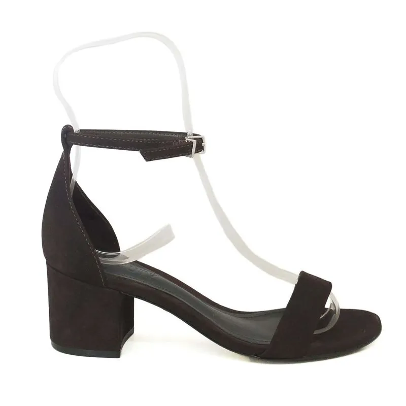Sandalia salto bloco marrom escuro camurça S 20001 0070 0226 schutz