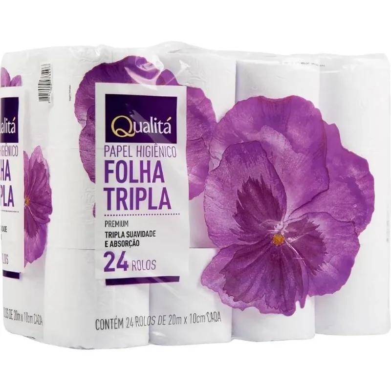 5x Papel Higiênico Folha Tripla Qualitá 20m Com 24 Unidade