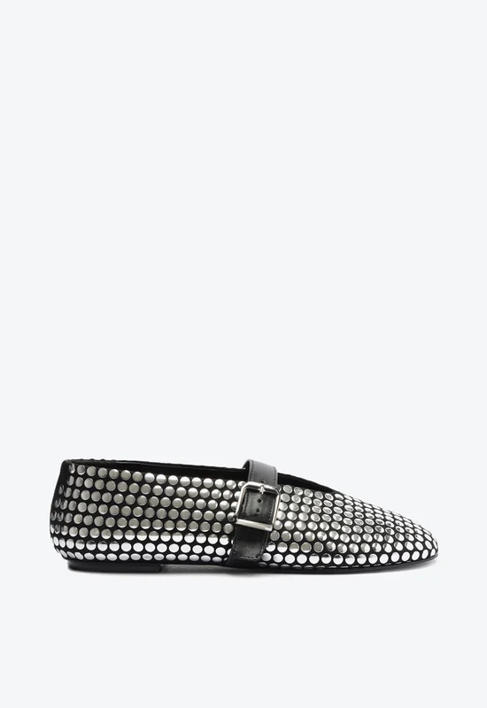 Eiza Studs Ballet Flat 6.5 / Black / Suede