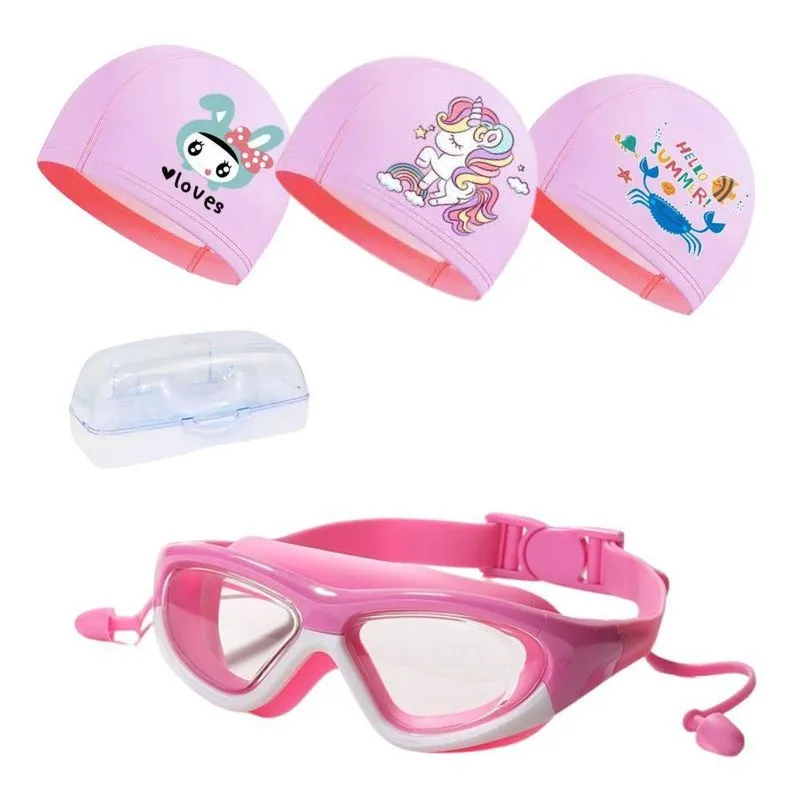 Kit Max Óculos E 3 Toucas Natação Infantil Hero Band Coleção
