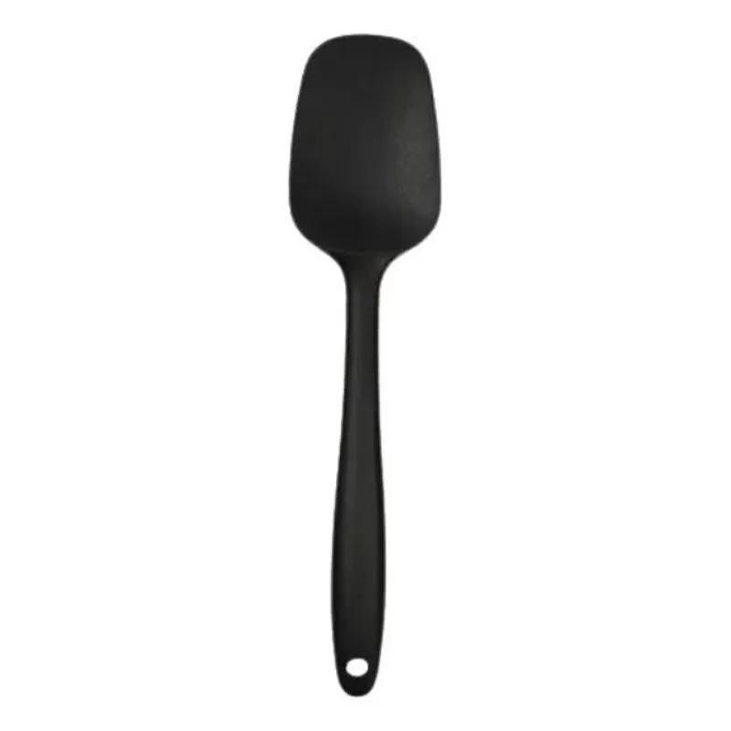 Espátula Colher Silicone Reta Pão Duro Cozinha 27cm C Preto