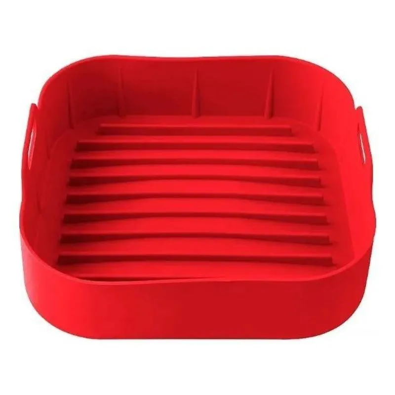 10x Forma Silicone Retangular Com Alça Air Fryer Fritadeira