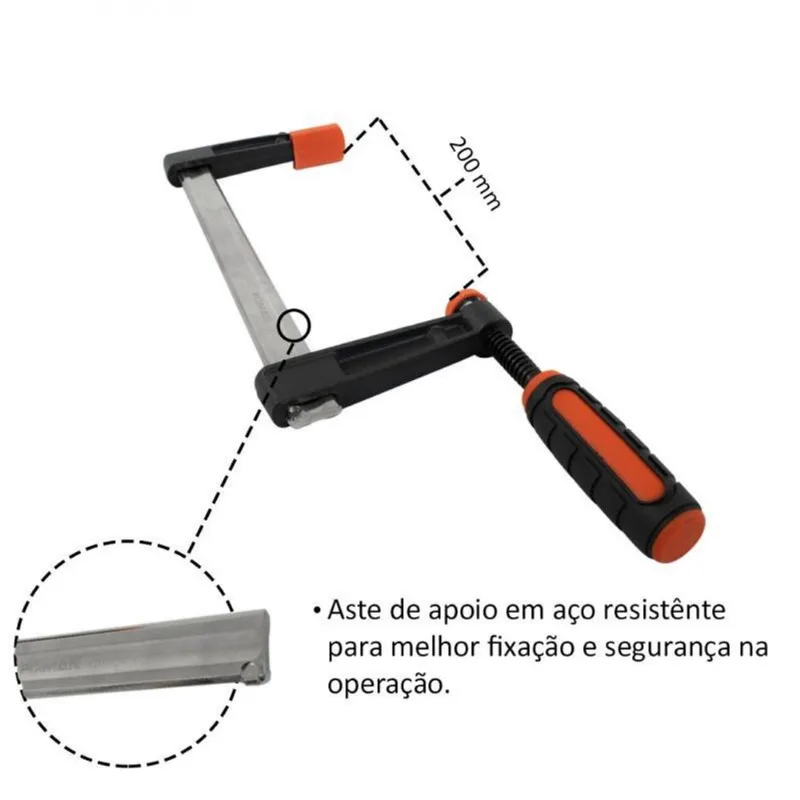 Grampo Sargento Tipo F 80200mm Aço Carbono - Fixman