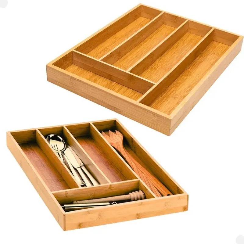 Organizador De Gaveta Em Bambu Porta Talher Coz Bambu