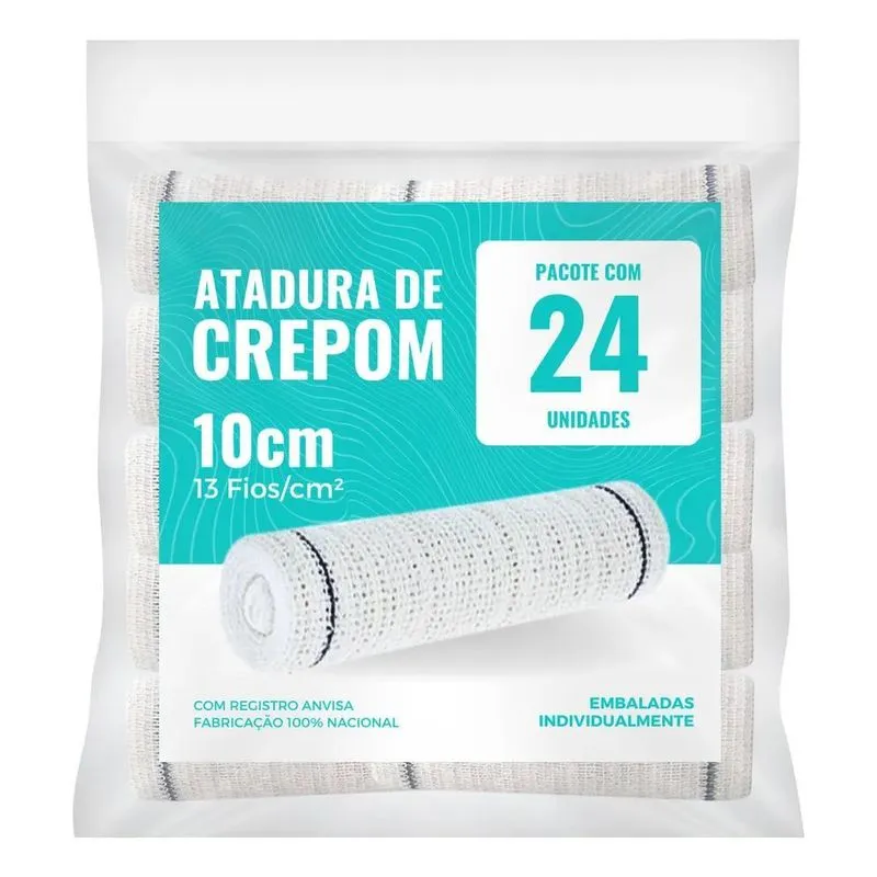 5x Atadura De Crepom 10cm 13 Fios 24 Unidades -