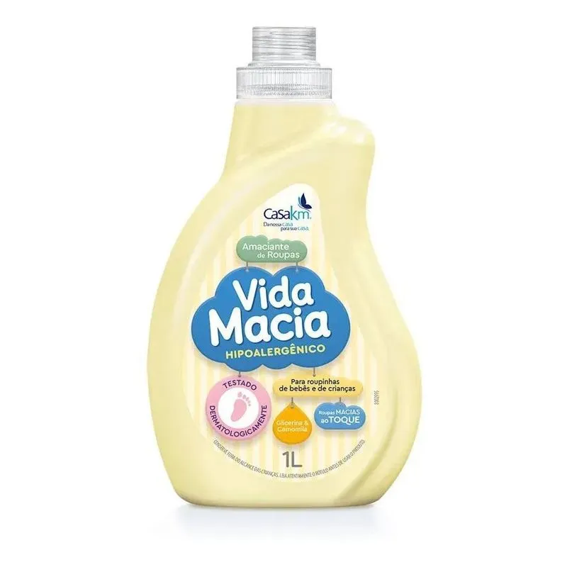 5x Amaciante De Roupa Hipoalérgico Vida Macia Casa Km1 Lit