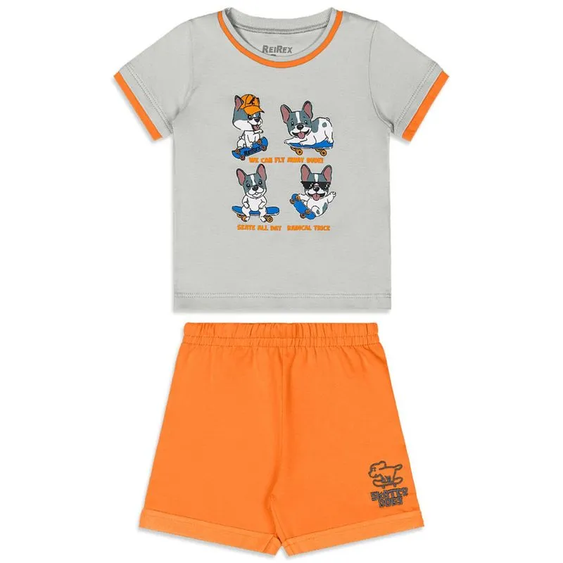 Conjunto Rei Rex Bebê Verão Menino Estampa de Cachorro PB/GB -51128-ELEGANCE-MB
