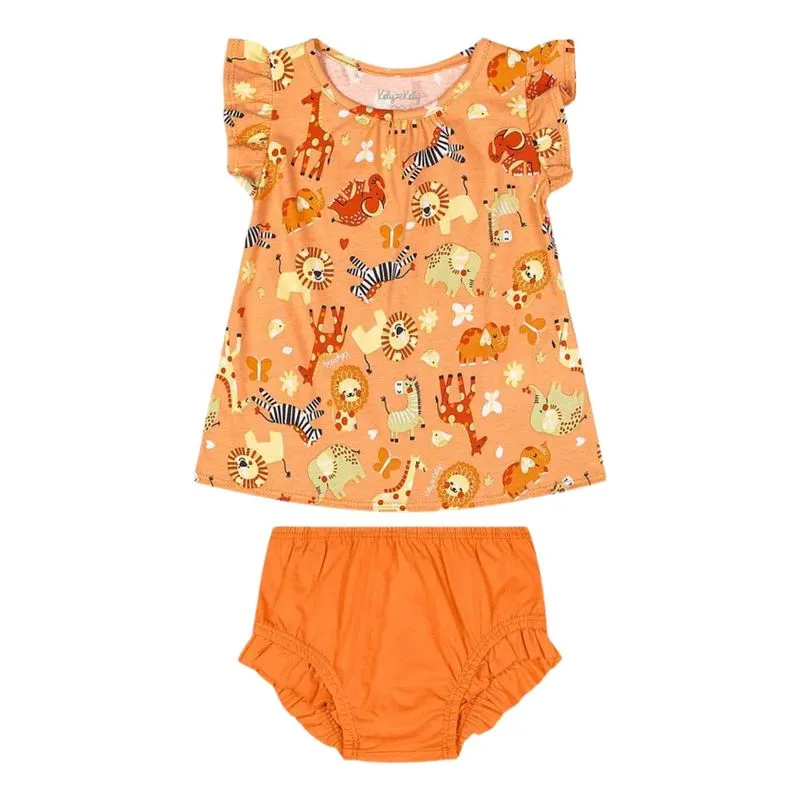 Conjunto Kely kety BeBê Menina Verão Estampa Safari P/GGB - 50133-PEACH-PB