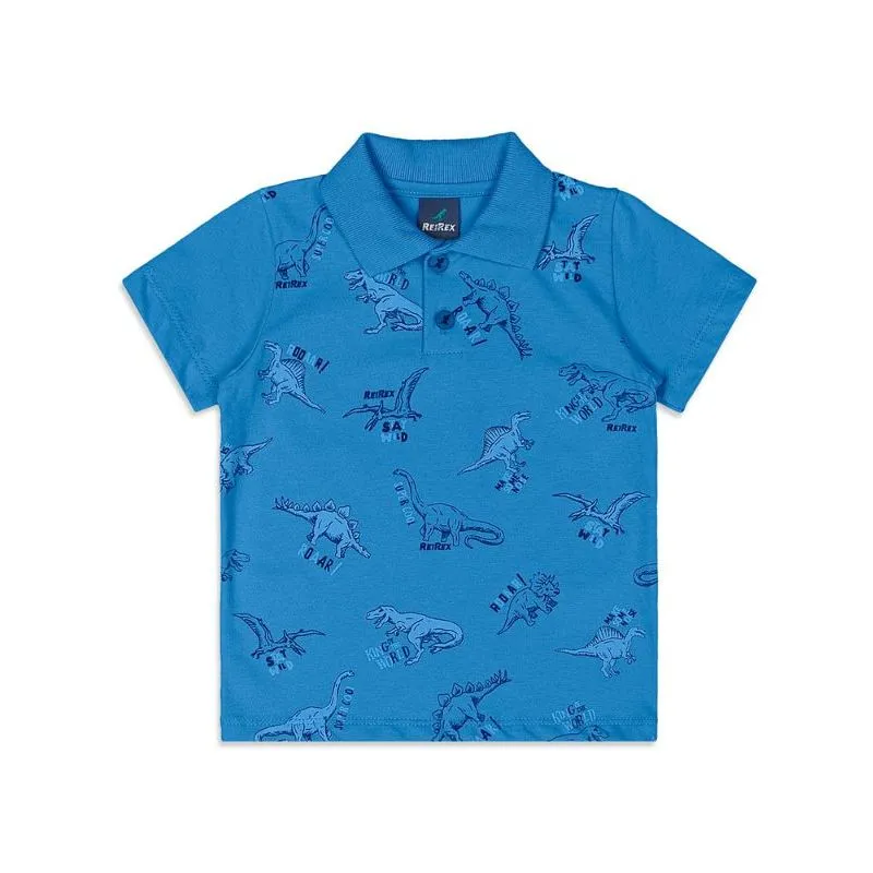 Polo ReiRex Infantil Menino Verão Estampa Dinossauro 4/8 - 51381-AZUL-6