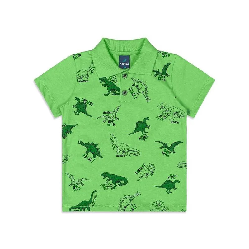 Polo ReiRex Infantil Menino Verão Estampa Dinossauro 4/8 - 51381-PISTACHE-8