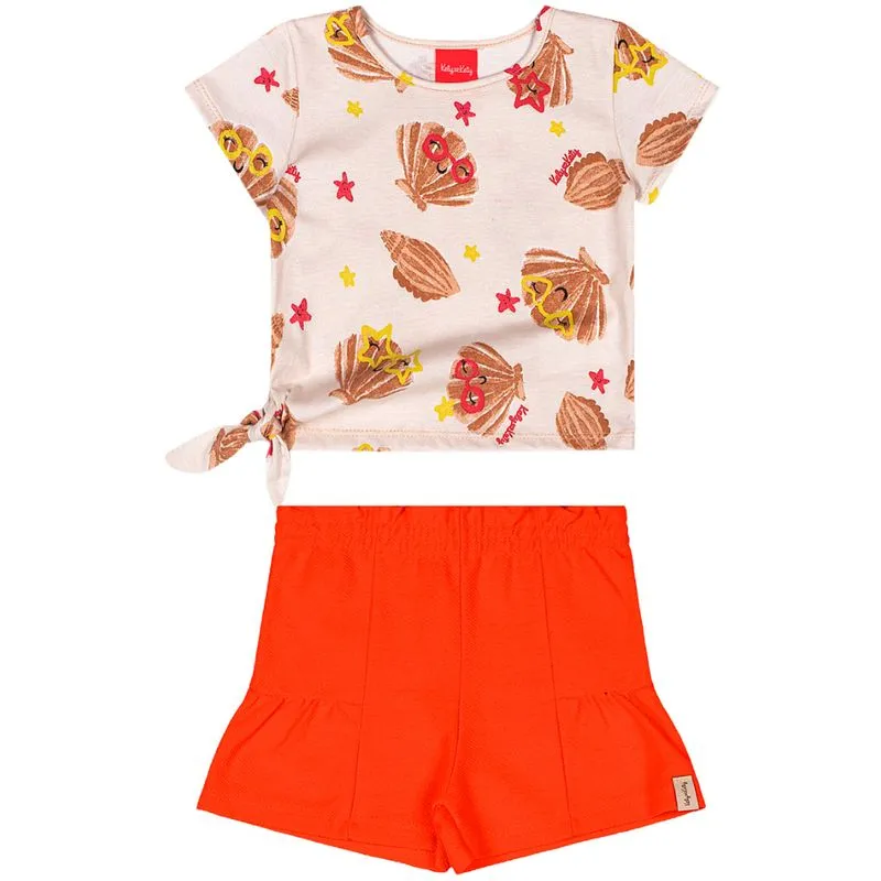 Conjunto Kely Kety Infantil Menina Verão com Estampa Conchinhas 1/3 - 50426-OFF WHITE-1