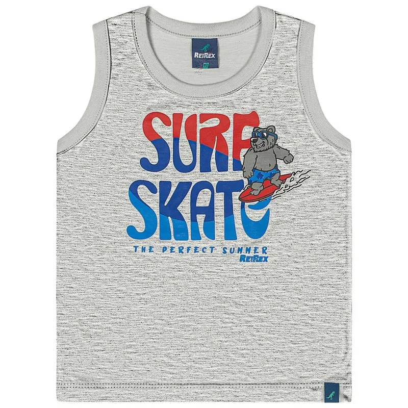 Regata ReiRex Infantil Menino Verão com Estampa Urso Surf 4/8 - 51383-ELEGANCE-6