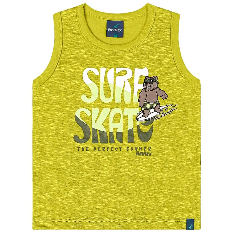 Regata ReiRex Infantil Menino Verão com Estampa Urso Surf 4/8 - 51383-ASPARGO-8