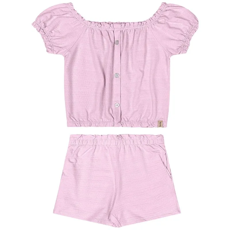 Conjunto Kely Kety Infantil Menina Verão com Botões Delicados 4/8 - 52005-ROSA-6